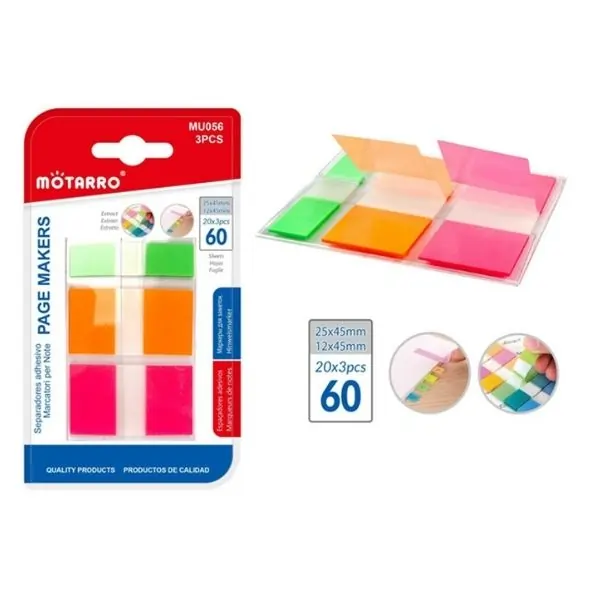 MOTARRO Page Markers Sticky Notes MU056 Self Adhesive Index Tabs for Books, Office, School & Study Use