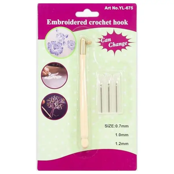 Al Arqam Embroidered Crochet Hook Set with Interchangeable Needles – 0.7mm, 1.0mm & 1.2mm for Yarn Crafts, Knitting & DIY Projects