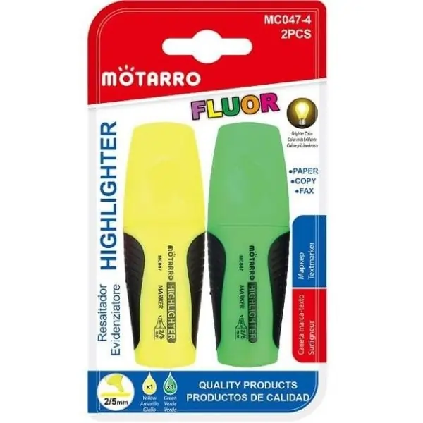 MOTARRO Highlighter Pens MC047-4, Fluorescent Marker Set, Smooth Ink, Quick Dry for Office & School