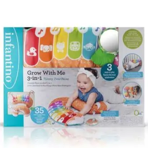 Infantino 3-in-1 Tummy Time Piano Toy – Fox Design Baby Musical Activity Center with Lights & Sounds, Developmental Sensory Toy for Infants, Strengthens Neck & Motor Skills, 0M+