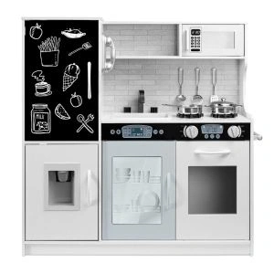 AL ARQAM All-In-1 Kids Kitchen Playset – Realistic White Playset with Telephone, Oven, Microwave, Sink & Utensils, 65x30x95cm, Ages 3+
