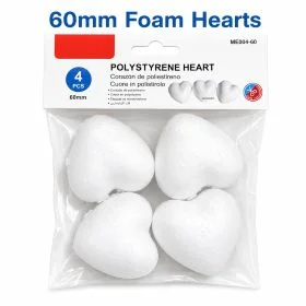 MOTARRO 60mm Polystyrene Heart ME004-60, Lightweight White Foam Heart Shapes, DIY Craft Decoration Base, For Painting, School Projects & Party Decor
