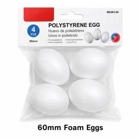 MOTARRO Polystyrene Foam Eggs ME003-60, Lightweight White 60mm Craft Egg Shapes, DIY Decoration Base for Home School Art Projects