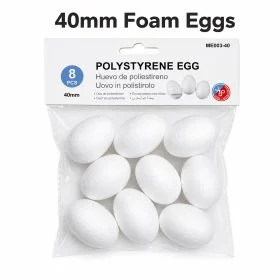 MOTARRO Polystyrene Foam Eggs ME003-40, Lightweight White 40mm Craft Egg Shapes, DIY Decoration Base for Home School Art Projects