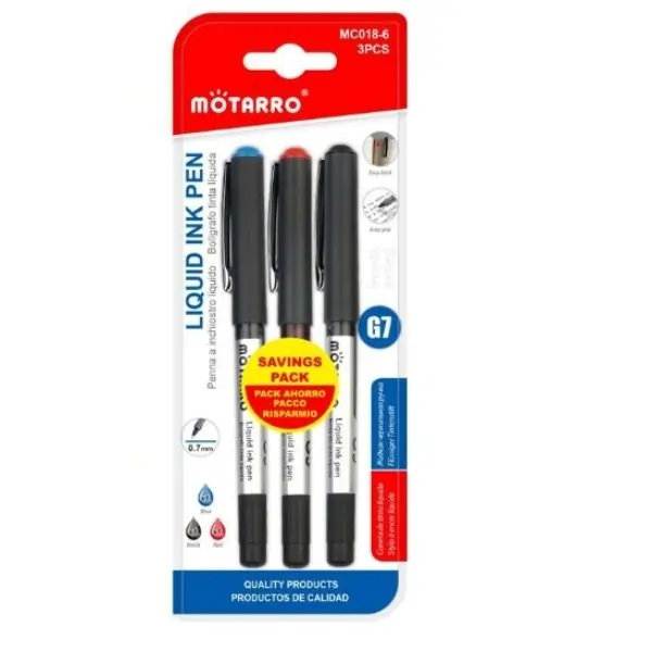 MOTARRO Liquid Ink Pen MC018-6, Smooth Writing Rollerball Pen, Quick-Dry Ink, Fine Tip for Office, School