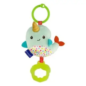 Infantino Chime And Go Tag Along Pal Narwhal Stroller Toy, Soft, Baby-friendly, BPA-free, 0 Months+, 8.8 x 24.7cm - Multicolor