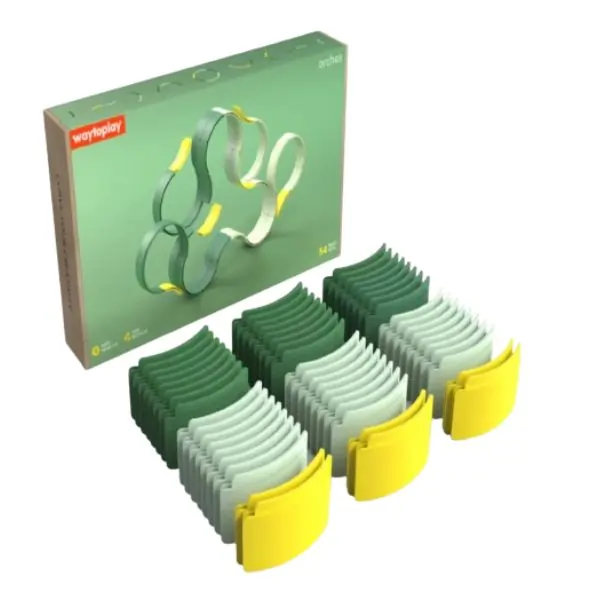 waytoplay Arches Starter 54 Piece Set – Creative Wooden Track Building Toy, Open-Ended Play for Kids