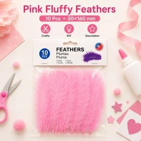 MOTARRO Pink Craft Feathers ME093, 10pcs Soft Natural Decorative Feathers, 50x160mm DIY Feather Pack for Wedding, School Projects & Home Décor