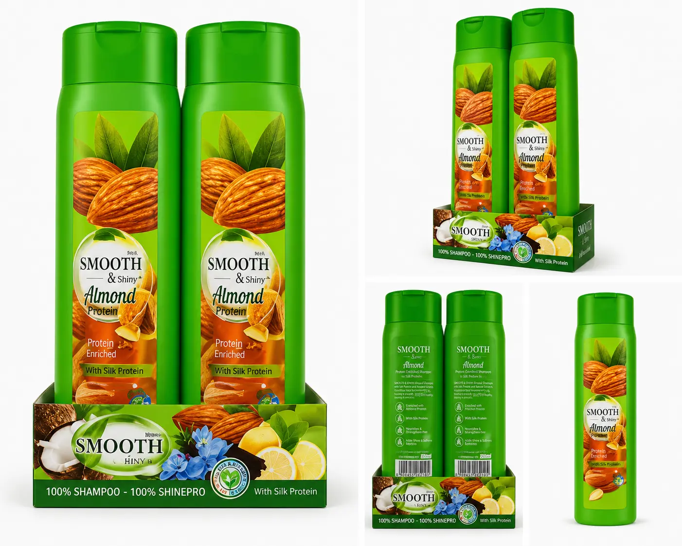 Smooth Almond & Honey Shampoo – Nourishing Moisture Shampoo for Dry & Damaged Hair, Sulfate-Free Formula 400ml x 2 (24ST/CTN)