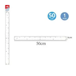 MOTARRO Plastic Ruler 50cm MI044-50, Clear Transparent Measuring Ruler for School, Office & Home – Durable, Easy-to-Read Scale