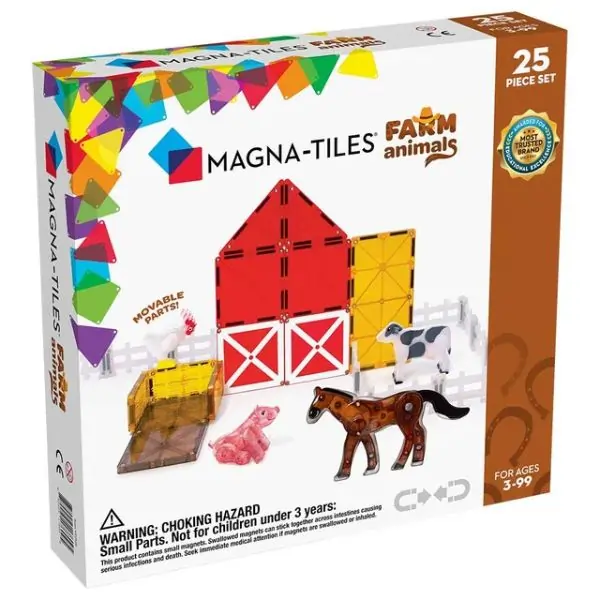 MAGNA-TILES Farm Animals Building Set - 25pcs, Creative & Imaginative Play, Ages 3+, 31.75cm Assembled Size