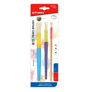 MOTARRO Kids Paint Brush Set MP154-4 – 3-Piece Ergonomic Soft-Bristle Brushes – Assorted Colors – Easy-Clean Synthetic Hair – Perfect Children’s Art Brushes
