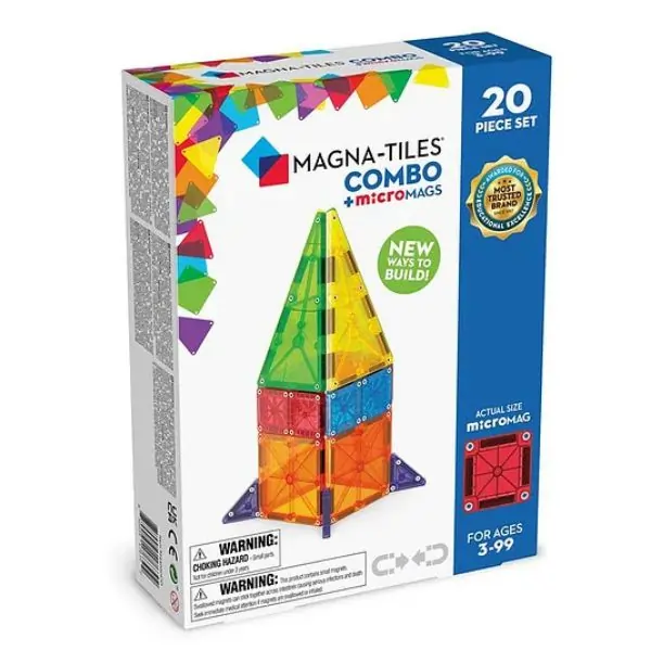 MAGNA-TILES microMAGS Combo Building Set, Colorful, Non Toxic, BPA Free, 3 Years+, 25 x 19 cm - 20 Pieces