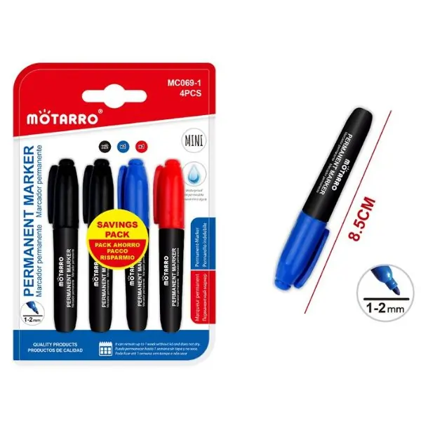 MOTARRO Permanent Marker MC069-1, Multicolor Assorted Permanent Markers, Quick Dry, Fade & Water-Resistant Ink