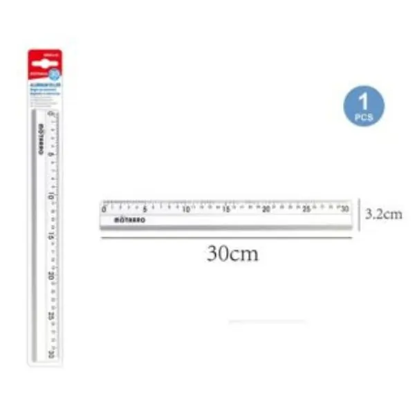 MOTARRO Aluminum Ruler MI043-30,  30cm / 12-Inch Metal Measuring Ruler for School, Office & Craft Use – Durable Straightedge for Drawing, Drafting & Geometry