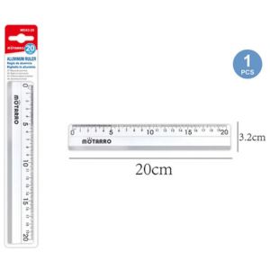 MOTARRO Aluminum Ruler MI043-20, Ruler for School, Office & Craft Use – Durable Straightedge for Drawing, Drafting & Geometry