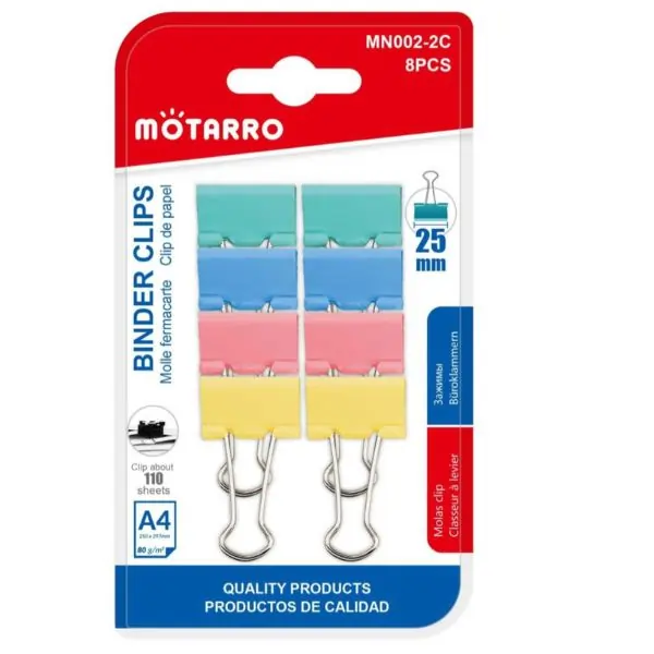 MOTARRO MN002-2C Binder Clips | Heavy Duty Metal Paper Binder Clips | Office, School & Home Use