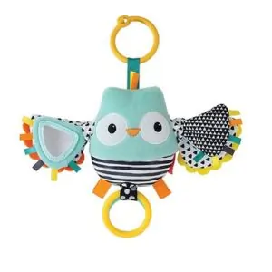 Infantino Flutter & Jitter Pal Rattle - Multicolor, Pull-Down Wings, High-Contrast, Plush Sensory Toy for Infants 0+