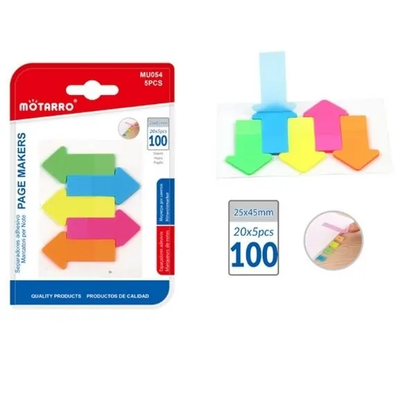 MOTARRO Page Markers Sticky Notes MU054, Self Adhesive Index Tabs for Books, Office, School & Study Use