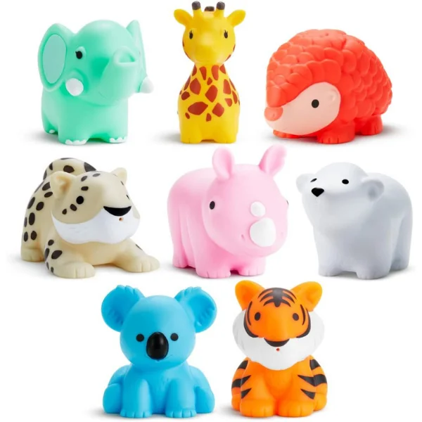 Munchkin Wild Bath Squirts, Pack of 8 - Squirting Wildlife Bath Toys, 9 Months+