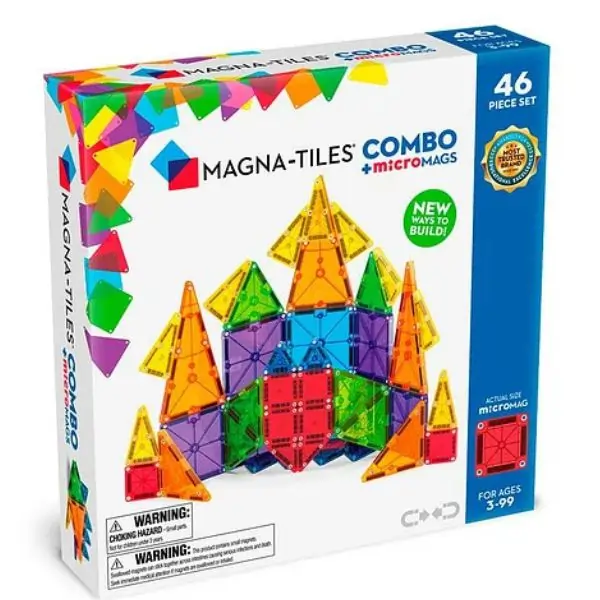 MAGNA-TILES microMAGS Combo Building Block Set, Colorful, Non Toxic, BPA Free, 3 Years+, 30 x 30 x 6.6 cm - 46 Pieces