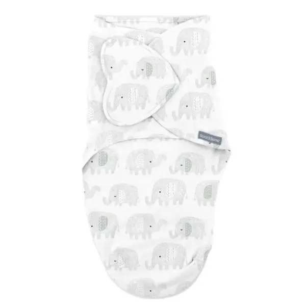 SwaddleMe Monogram Scribble Elephant 0-3M 1 Pack – Velcro Secure