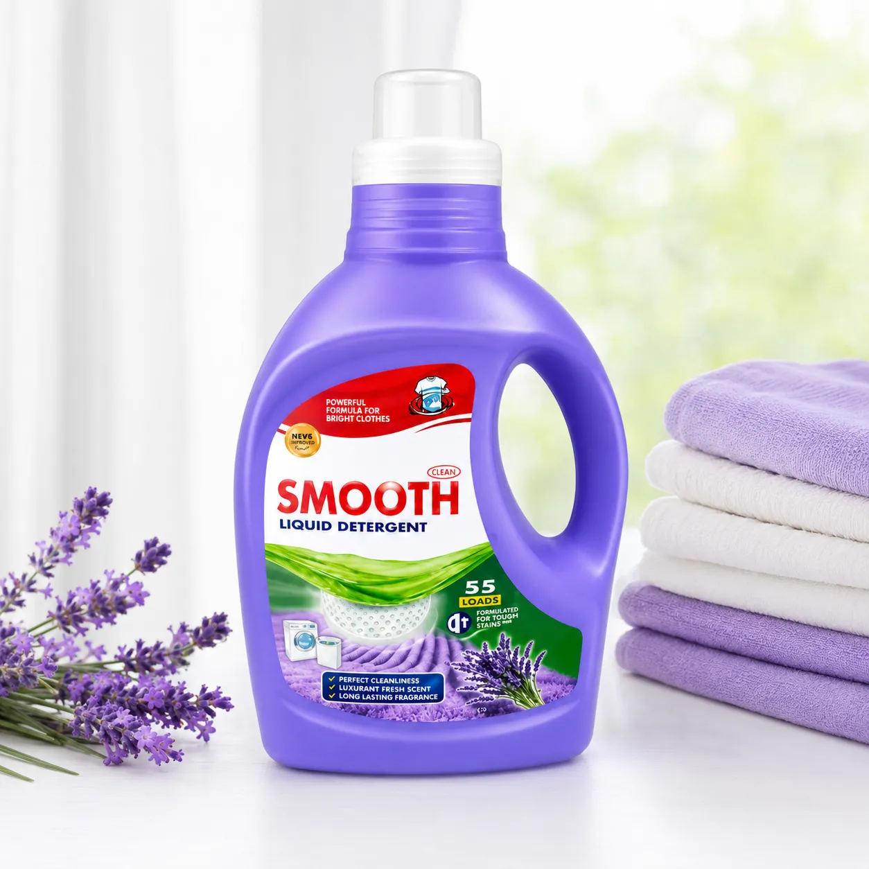 Smooth Liquid Detergent 2L (8 PCS/CTN) – Powerful Stain Remover for Front & Top Load Washing Machines | Long-Lasting Fresh Purple Fragrance