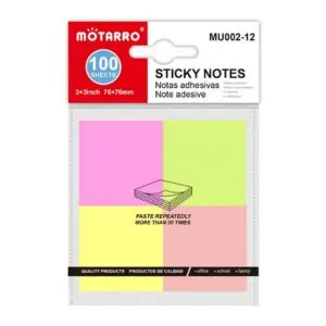 MOTARRO Sticky Notes MU002-12 – Multi-Color Self-Stick Memo Pad Set for Office & School – Easy Peel Reminder Notes