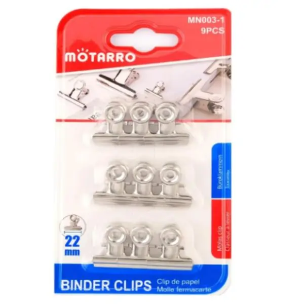 MOTARRO MN003-1 Binder Clip | Heavy Duty Metal Paper Binder Clip | Office, School & Home Use