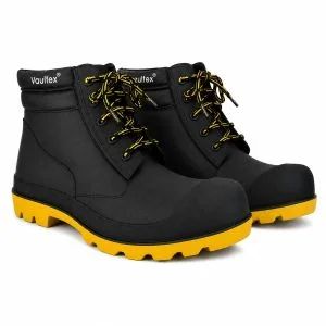 Vaultex NJC High Ankle Safety Shoes for Men | Steel Toe Protective Industrial Work Footwear, Anti-Slip | Black
