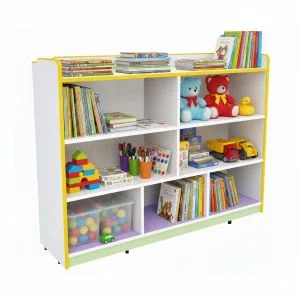 AL ARQAM Wooden Colorful Storage Cabinet Shelf for Kids - 120x30x80cm, Children's Toy Organizer with Multiple Shelves