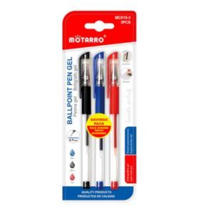 MOTARRO Gel Pen Pack 0.7mm MC015-3 – Black, Blue, Red – Smooth Writing Pens for School, Office & Home