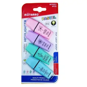 MOTARRO Highlighter MC048-2, 4-Assorted Fluorescent Colors – Quick Dry, Smooth Ink, and Long-Lasting Marker Pens – Chisel Tip Highlighters for School, Office, and Study Use