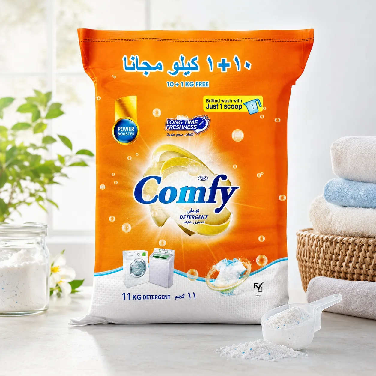 FEAH Comfy Detergent Powder 11kg – High-Efficiency Laundry Detergent for Machine & Hand Wash | Fresh Fragrance