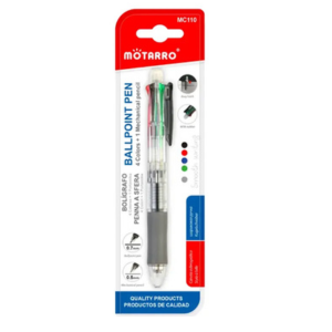 MOTARRO 4 Color Ballpoint Pen 0.7mm MC110 – Smooth Writing Multi-Color Pen with Easy Grip for School, Office & Home Use – Black, Blue, Red, Green