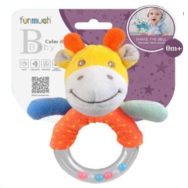 funmuch Baby Giraffe Rattle Toy – Soft Plush Hand Bell Ring with Gentle Sound, Sensory Development Toy for Newborns & Infants, Washable Polyester, 0 Months+