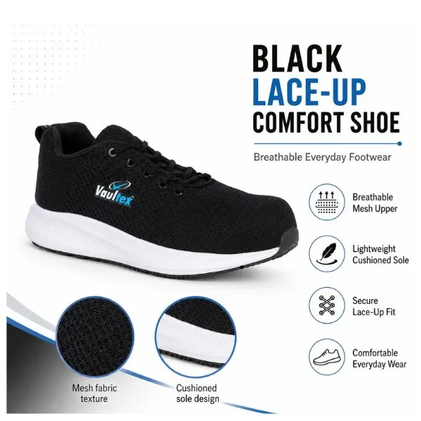 Vaultex DFS Low Ankle Safety Shoes Black – Non-Metal Composite Toe Protective Footwear, Oil-Resistant PU Sole