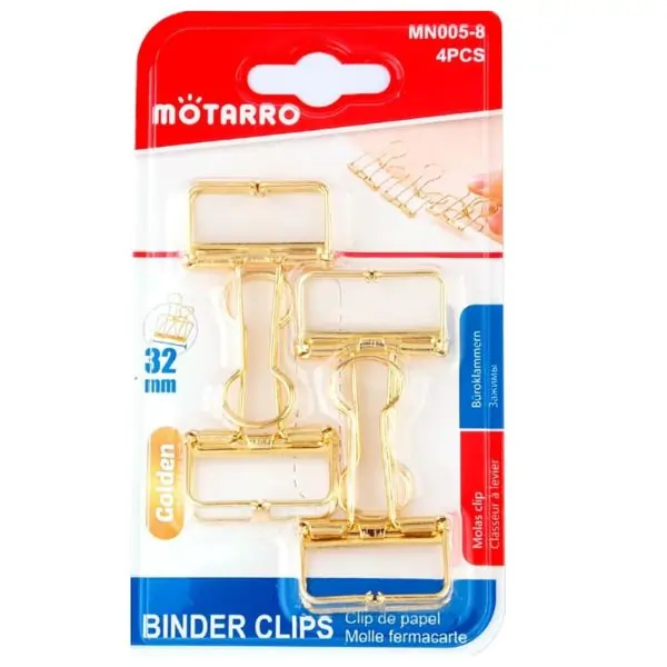 MOTARRO MN005-8 Binder Clip | Heavy Duty Metal Paper Binder Clips | Office, School & Home Use