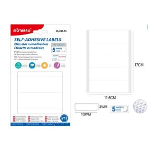 MOTARRO Self-Adhesive Labels MU031-13 – Writable, Waterproof Sticker Labels for Organizing, Filing, Packaging & Jar Labeling – Easy Peel & Stick for Home, Office, School Use