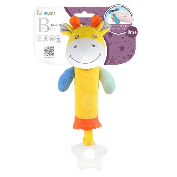 Funmuch Baby Teether Doll – Plush Comfort Toy with BPA-Free Silicone Teething Ring, Soothing Sensory Toy for Newborns & Infants