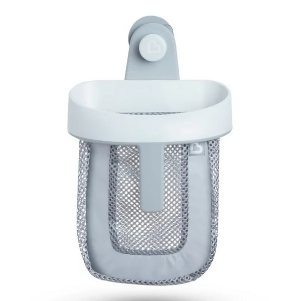 Munchkin Super Scoop Bath Toy Organizer - Easy Drain, Wall-Mounted, Grey for 0M