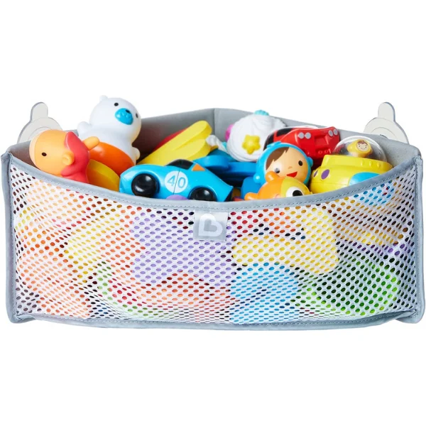 Munchkin High'n Dry Bathroom Corner Organiser Grey - Suction Cup Bath Toy Storage, 0 Months+