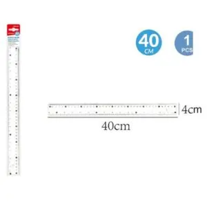 MOTARRO Plastic Ruler 40cm MI044-40, Clear Transparent Measuring Ruler for School, Office & Home – Durable, Easy-to-Read Scale