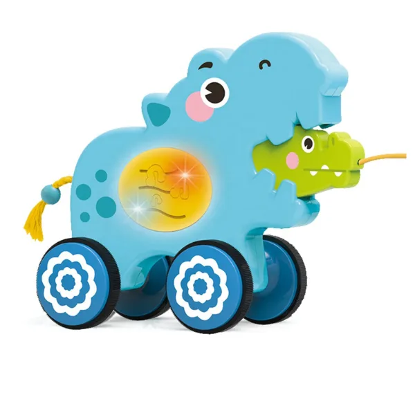 Youleen Hippo Pull Rope Car 19+Months– Animal Pull Along Toy for Toddlers – Baby Walking Training & Early Learning Toy