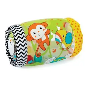 Infantino Jungle Peek & Roll Toy - BPA Free, Encourages Crawling, Inflatable, Enhances Motor Skills for Babies 6 Months+, Multicolor