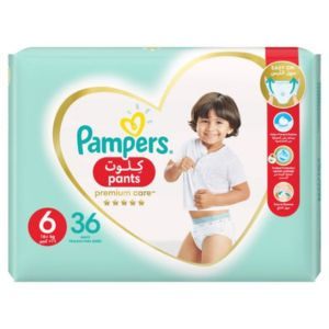 Pampers Premium Care Pants Diapers, Size 6, 16+kg, Unique Softest Absorption for Ultimate Skin Protection, 36 Count (2BG/CTN)