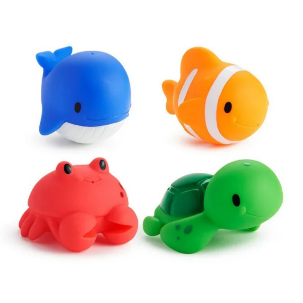 Munchkin Ocean Squirters Bath Toys - Floating Sea Animals, Water Play, 9M+, Durable Squirters, 4-Pack