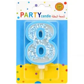 Italo 8 Number Birthday Candle Cake Topper, Blue Sprinkle Number Candle for Birthday Party, Cake Decoration Candle for Kids Birthday Celebration