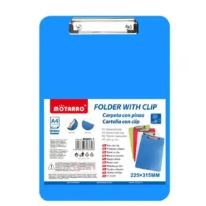 MOTARRO A4 Clip Folder MQ001-1 – Durable Plastic File Folder with Strong Clip for Documents, Reports & School/Office Use – Portable Writing Pad Board for Paper Holding