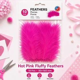MOTARRO Hot Pink Craft Feathers ME093, 10pcs Soft Natural Decorative Feathers, 50x160mm DIY Feather Pack for Wedding, School Projects & Home Décor